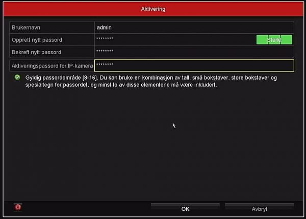 Netcam Hikvision NVR aktivering 01 passord