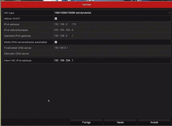 Netcam Hikvision NVR04 nettverk