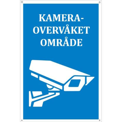 Kameraskilt aluminium blått A7 10x7 cm UV reflekterende