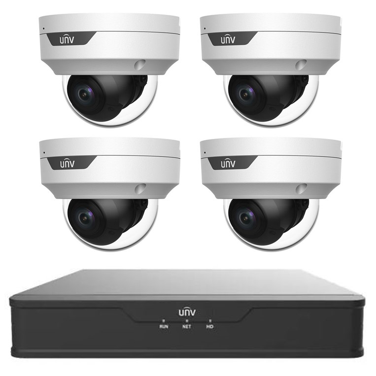 Uniview kamerasystem med 4 x 4MP AI Owlview Colorhunter-kameraer